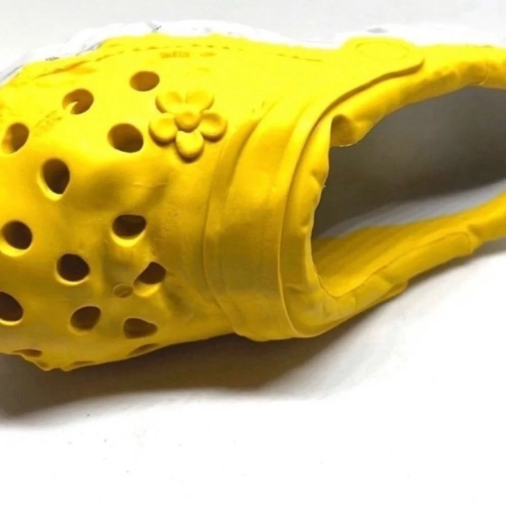 Natural Rubber Dog Chew Toy Slipper | Yellow Treat Dispenser | 5x2 in‎